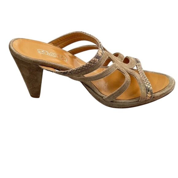 SALAMBO Shoes Mules Heel Sandals Suede w/ Snake Women's Size Eu 39 US 8.5 - Picture 7 of 10
